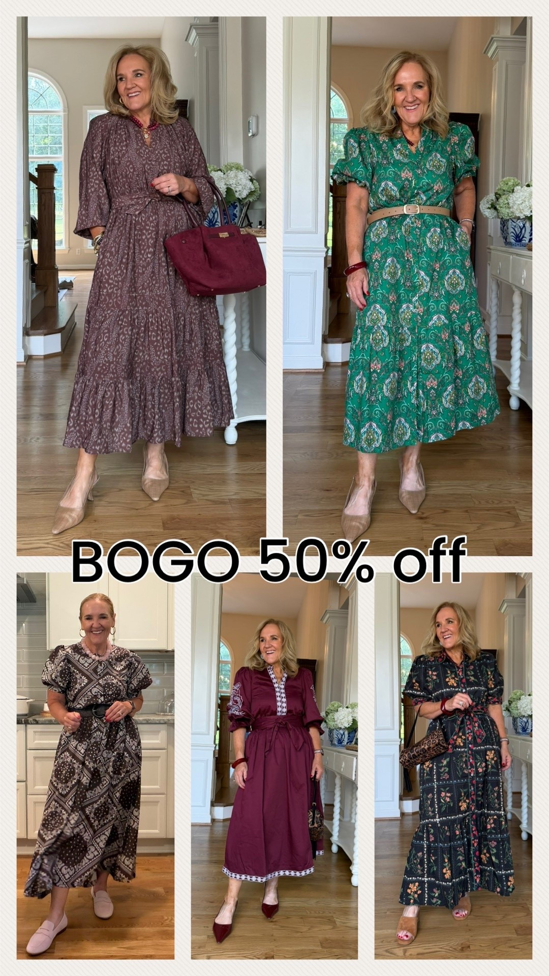 BOGO 50% off at Avara and these dresses are lovely for keeneland, showers, wineries. Even Sunday dress 
Wearing a medium in all

#LTKOver40 #LTKSaleAlert #LTKPetite
