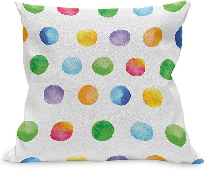 Ambesonne Watercolor Throw Pillow Cushion Case, Abstract Brush Stroke Polka Dots Grunge Geometric... | Amazon (US)