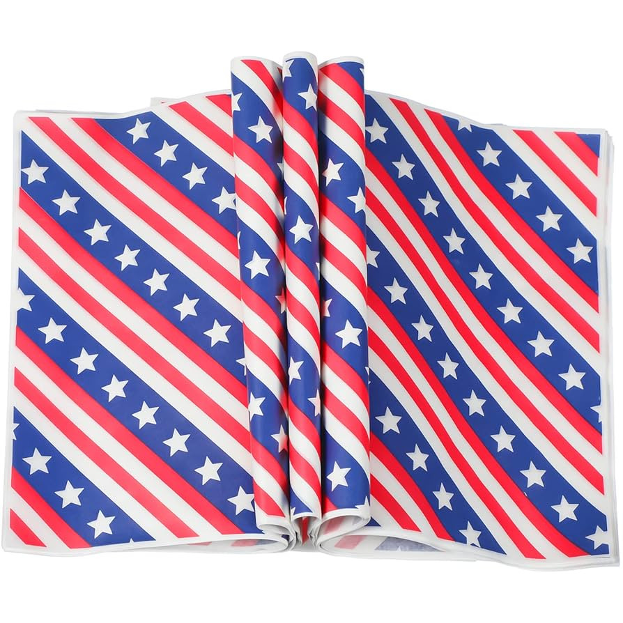 Teling 150 Pcs Patriotic Wax Paper Sheets Food Basket Liners Red White and Blue Baking Paper Shee... | Amazon (US)