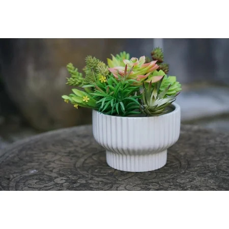 Better Homes & Gardens Pottery 8"" Fischer Ceramic Planter, White | Walmart (US)