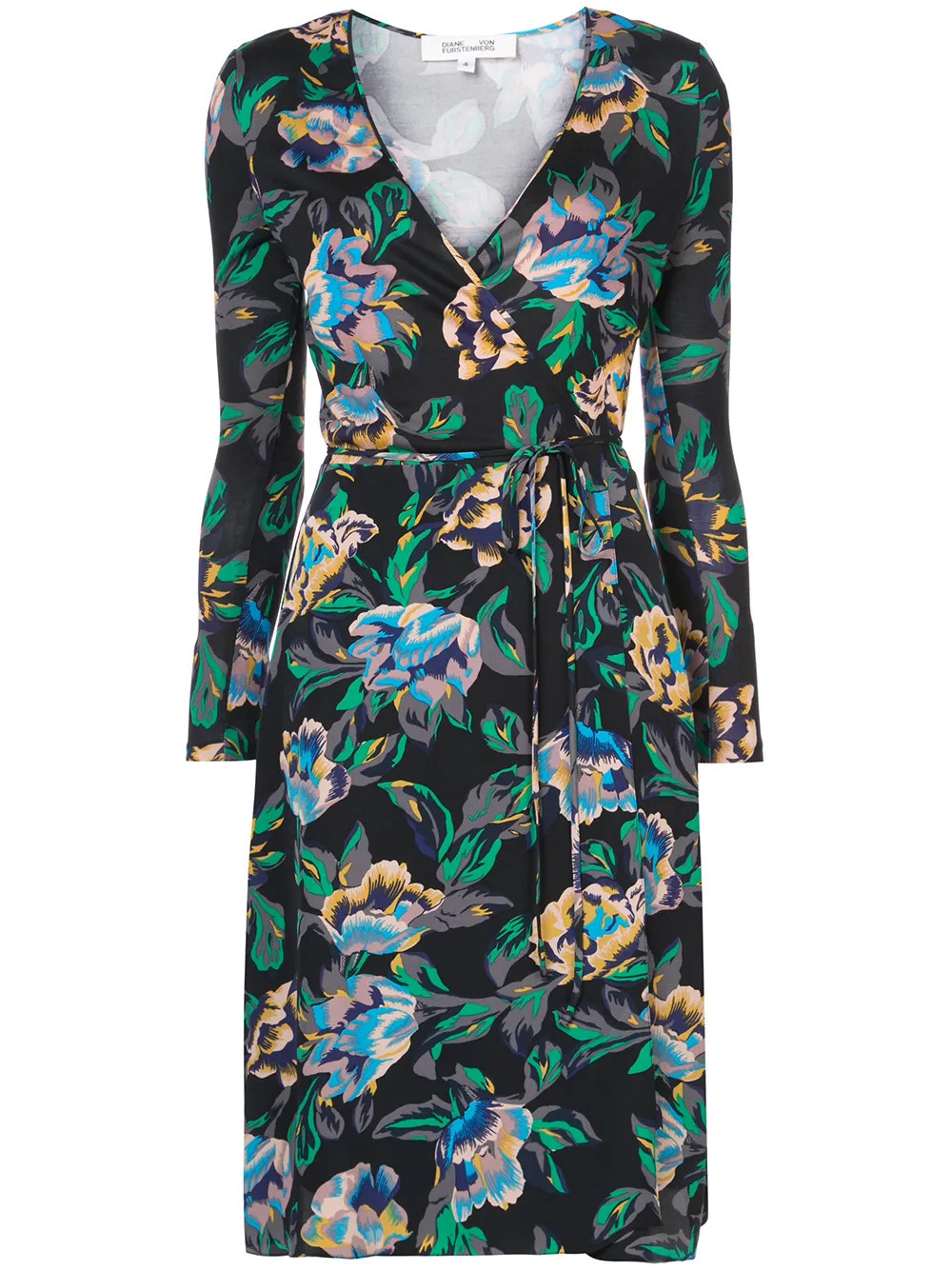 DVF Diane von Furstenberg floral wrap dress - Black | Farfetch Global