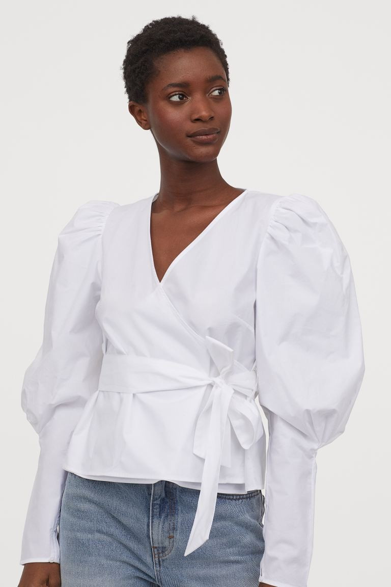 Puff-sleeved Wrapover Blouse | H&M (US + CA)