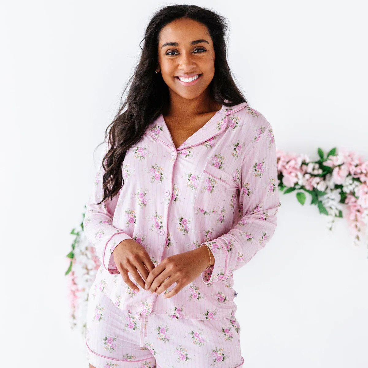 Blooming Bouquet Women's Collar Shirt & Shorts Set | Bums & Roses