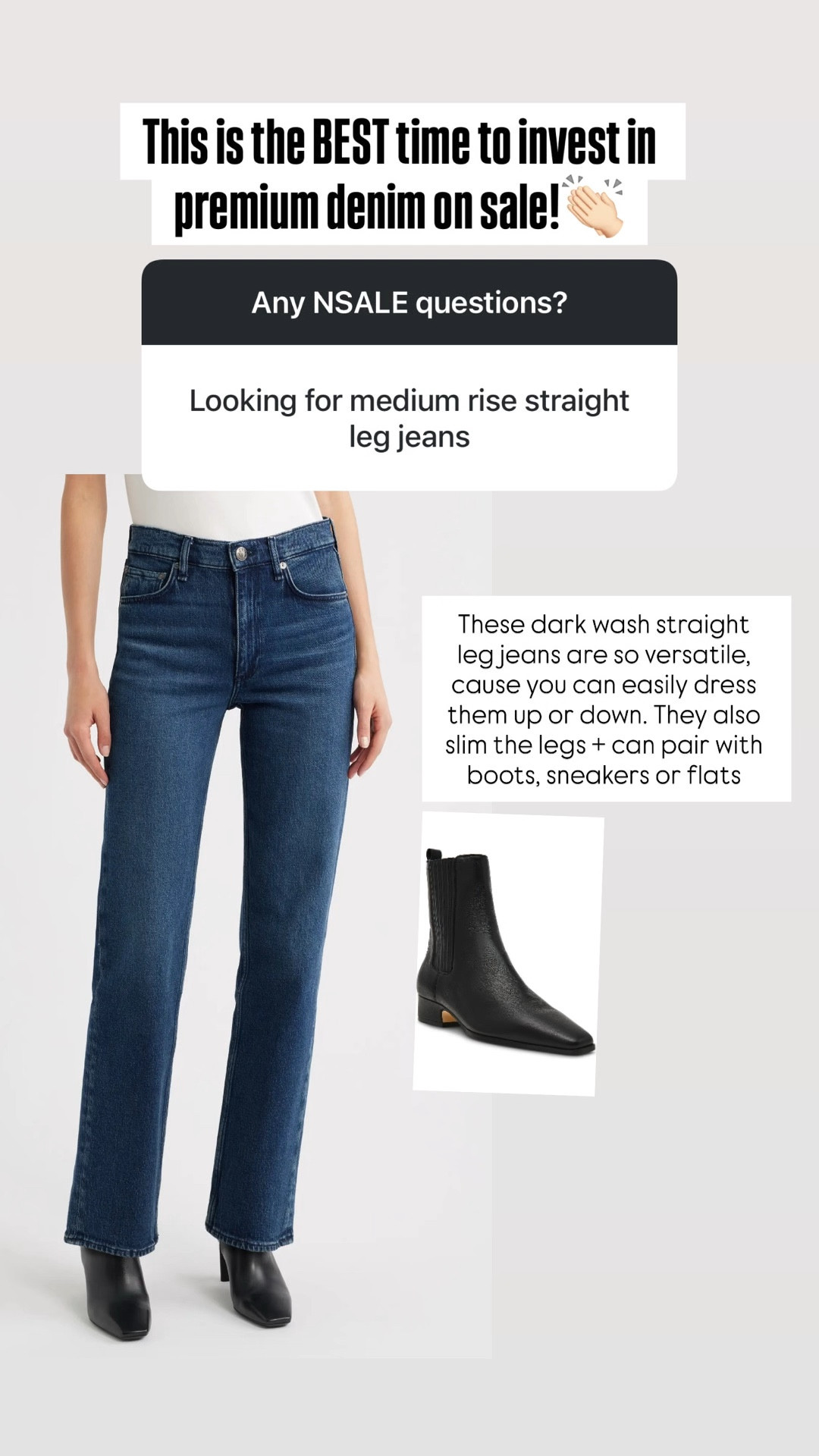 The number one thing I recommend buying during the Nordstrom anniversary sale is one amazing pair of jeans! This pair of straight leg, mid rise jeans are so versatile you could easily dress them up or down and they pair with all the different shoe styles. These have a 32 inch Inseam so if you are tall, these are an amazing option. If you are petite, you can easily have these hemmed!


#LTKOver40 #LTKStyleTip #LTKSaleAlert