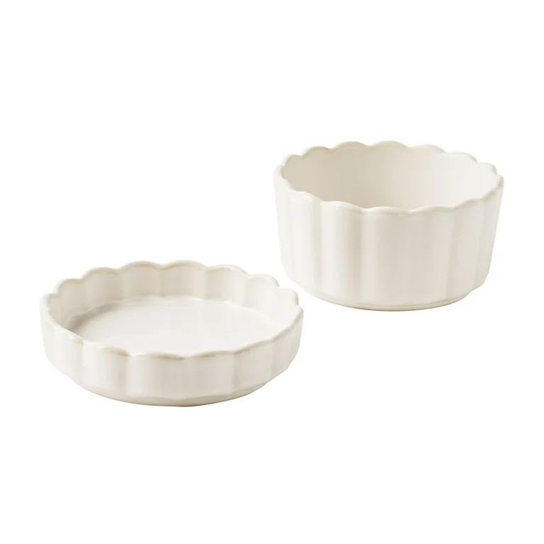 The Pioneer Woman Colette 7-Piece Stoneware Bowls with Lids & Tray, Cream | Walmart (US)