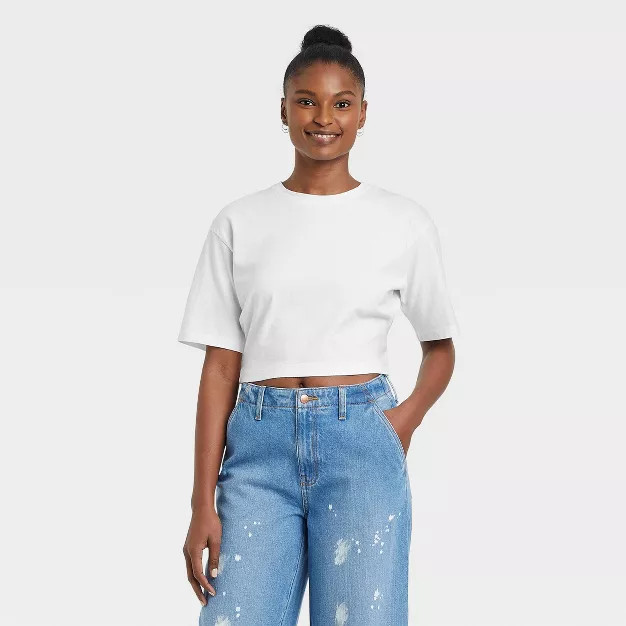 Women's Tie Back Short Sleeve Cropped T-Shirt - Universal Thread™ | Target