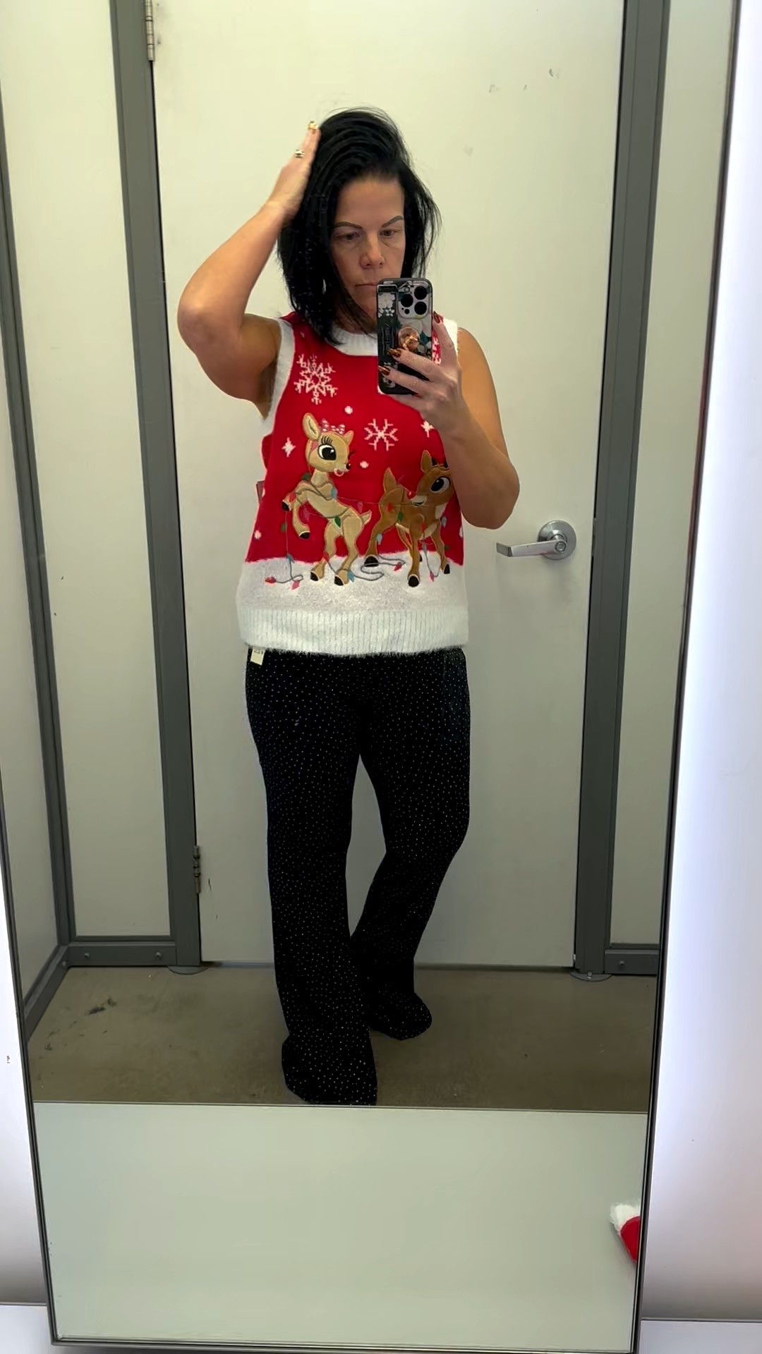 No Boundaries Faux Rhinestone Studded Ribbed Flare Pants
Size small TTS

Rudolph the Red-Nosed Reindeer Women's Embellished Crewneck Sweater Vest
Size small TTS



#LTKootd #LTKFindsUnder50 #LTKHoliday