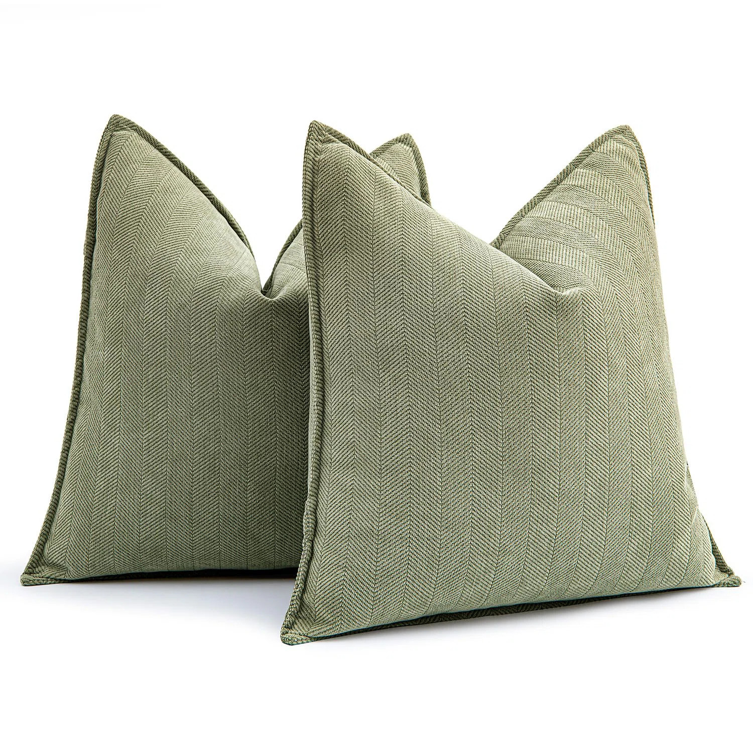 Pack Of 2 Sage Green Decorative Pillow Covers 20X20 Inch Soft Chenille Luxurious Couch Throw Pill... | Wayfair North America
