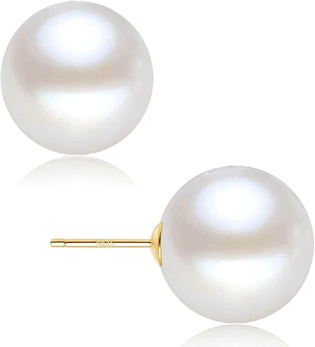 18K Gold Plated 925 Sterling Silver Shell Pearl Stud Earrings,Hypoallergenic to Sensitive Ears | Amazon (US)