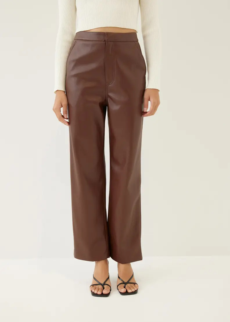 Francey Pleather Straight Leg Pants | Love, Bonito USA