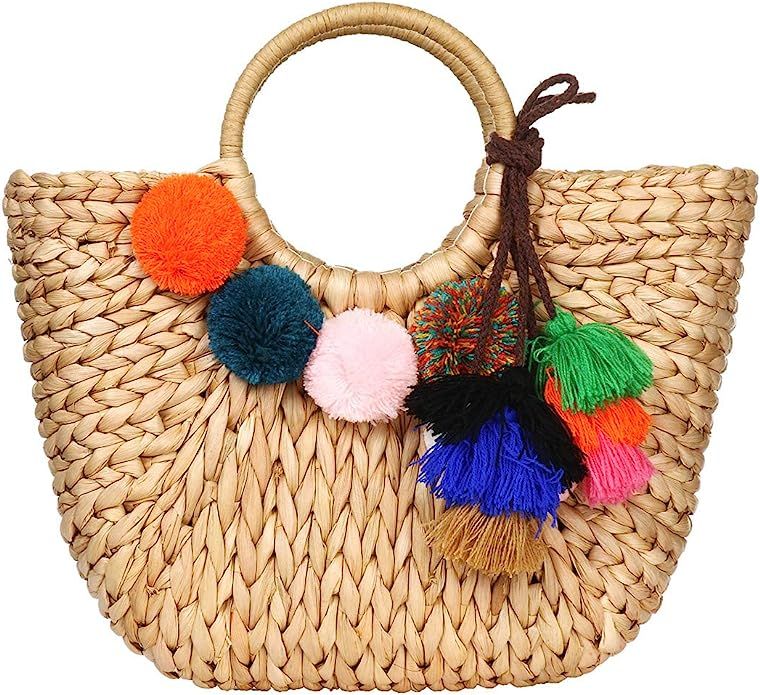 Womens Large Straw Bags Beach Tote Bag Handwoven Hobo Bag Summer Beach Bag Straw Handbag | Amazon (US)