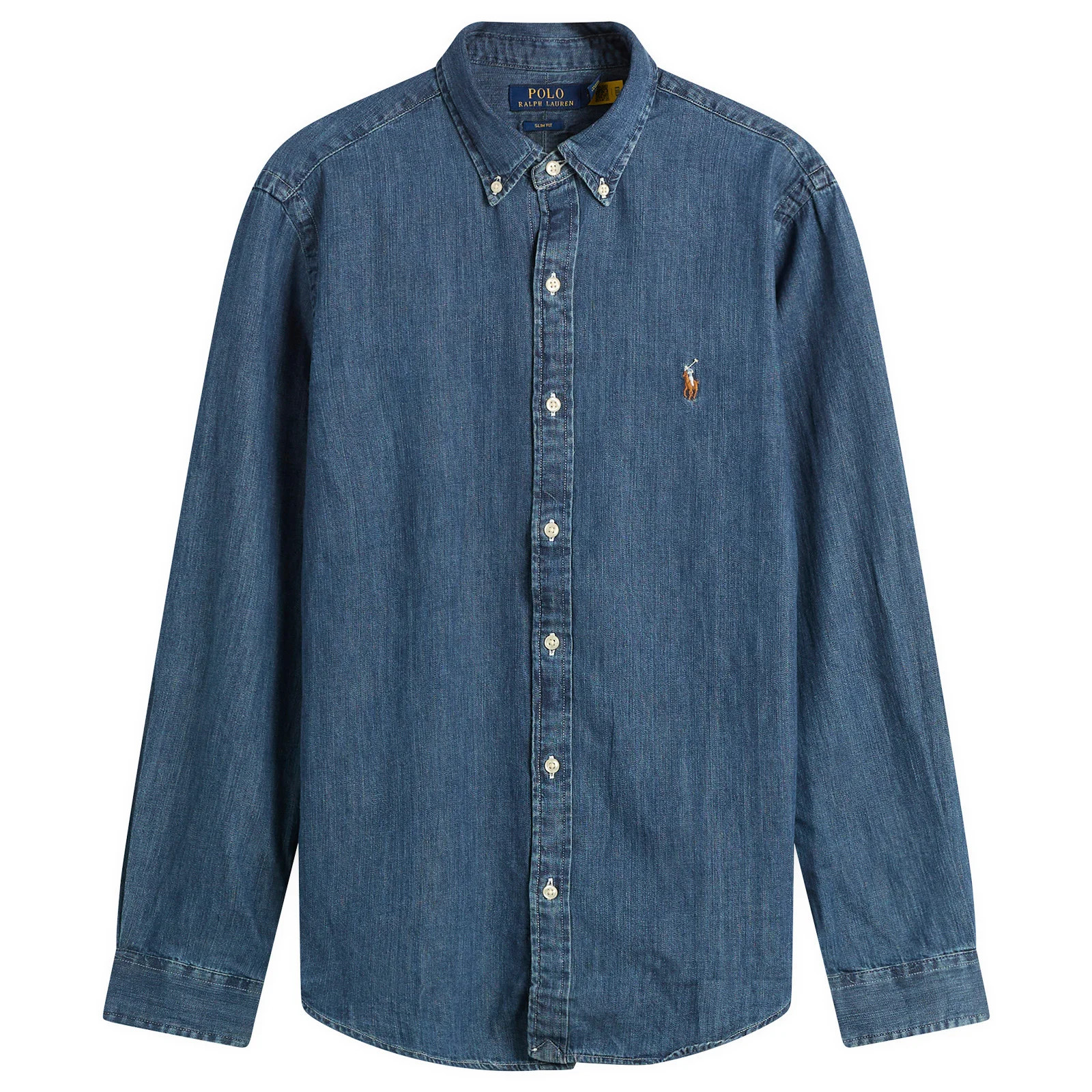 Polo Ralph Lauren Men's Button Down Denim Shirt in Blue Denim, Size Small | END. Clothing