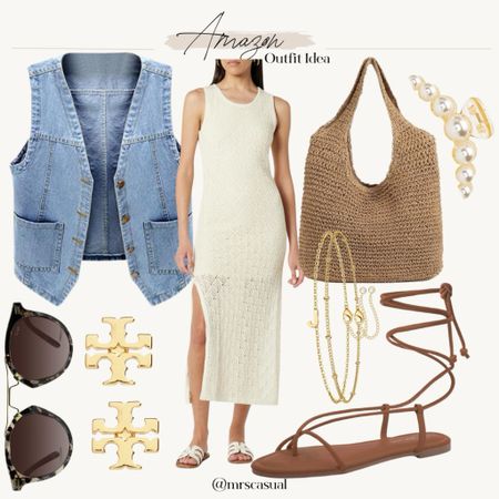 White crochet dress and denim vest outfit idea Amazon summer style 

#LTKFindsUnder50 #LTKStyleTip #LTKFindsUnder100
