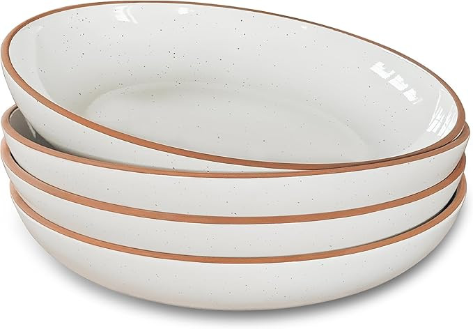 Mora Ceramic Large Pasta Bowls 30oz, Set of 4 - Serving, Salad, Dinner, etc Plate/Wide Bowl - Mic... | Amazon (US)