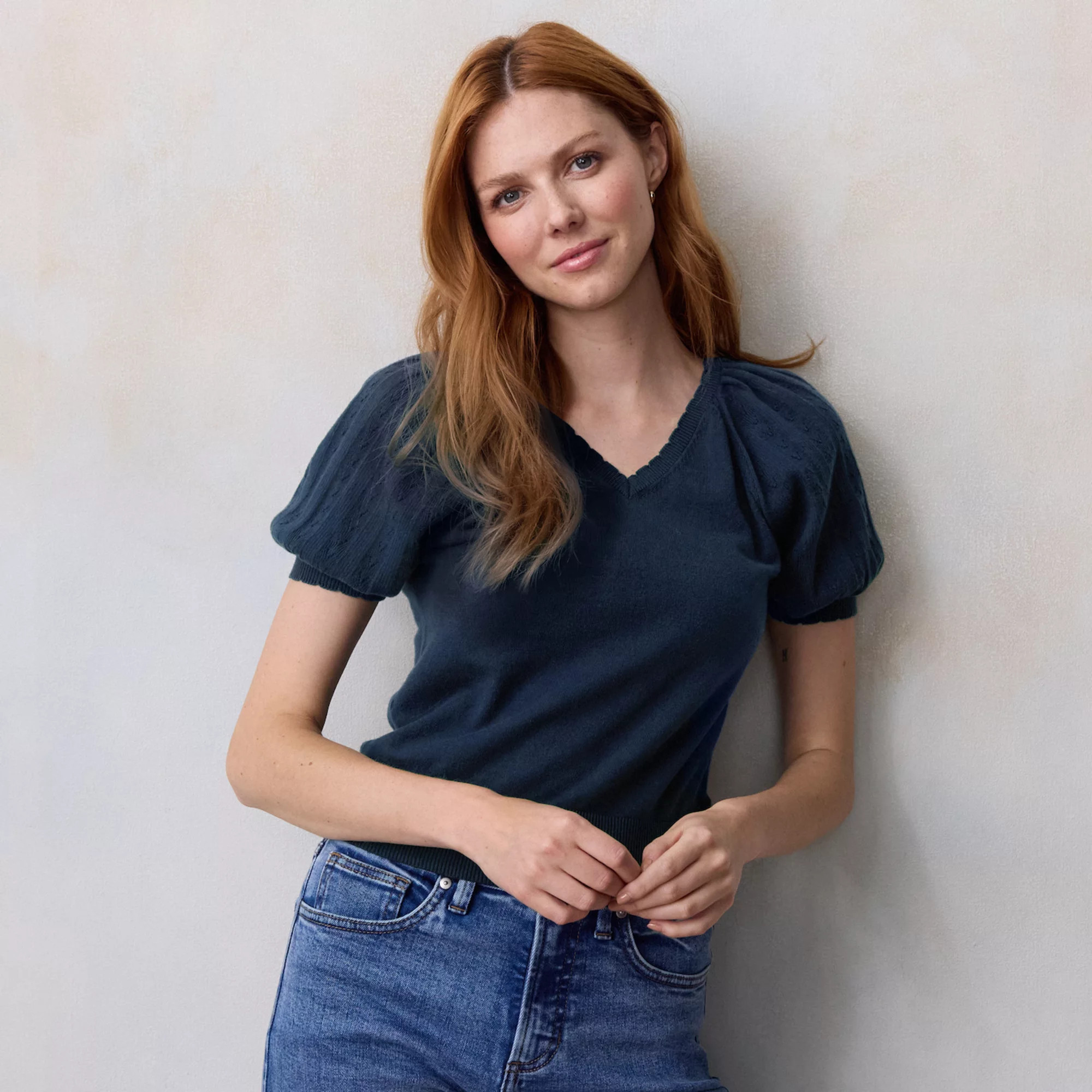 Women's LC Lauren Conrad V-Neck Knitted Sweater Tee | Kohl's