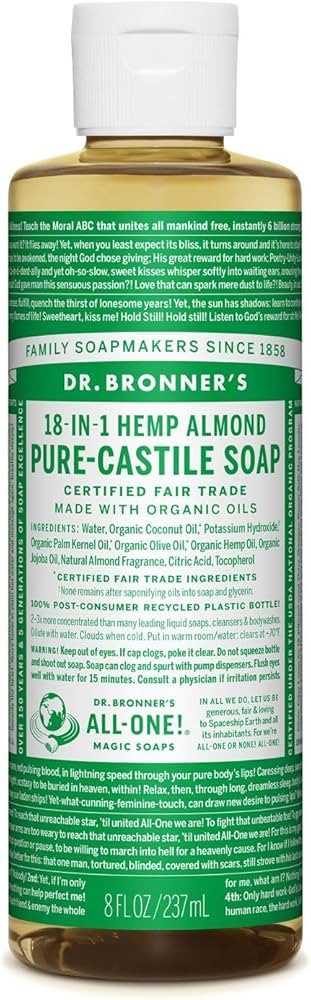 Dr. Bronner's - Pure-Castile Liquid Soap (Almond, 8 ounce) - Made with Organic Oils, 18-in-1 Uses... | Amazon (US)