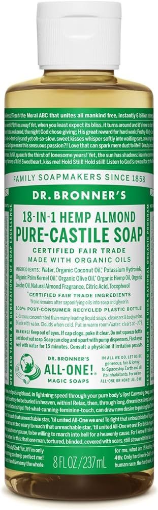 Dr. Bronner's - Pure-Castile Liquid Soap (Almond, 8 ounce) - Made with Organic Oils, 18-in-1 Uses... | Amazon (US)