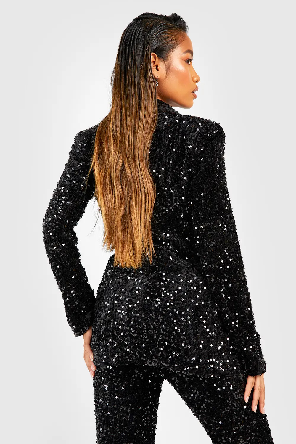Velvet Sequin Plunge Front Blazer | boohoo (US & Canada)