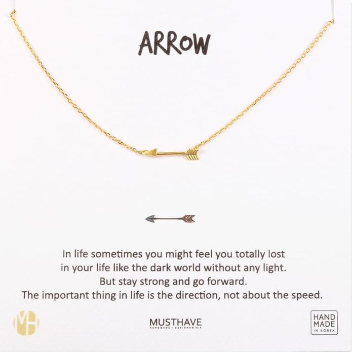 MUSTHAVE Arrow 18K Gold Plated Necklace With Message Card, Yellow and White Color, Anchor Chain, ... | Amazon (US)