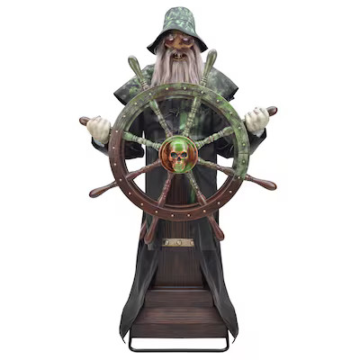 Haunted Living 6-ft Freestanding Motion Activated Talking Lighted Steering Captain Animatronic | Lowe's
