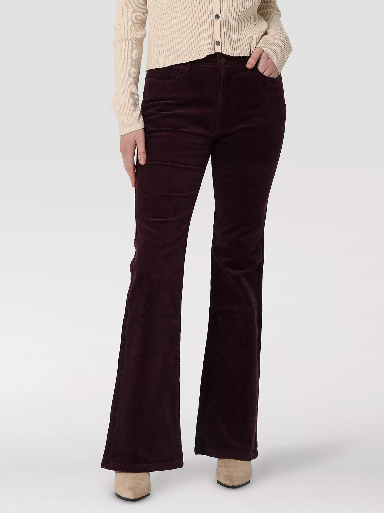 Women's Wrangler® Corduroy High Rise Fierce Flare Jean in Winetasting | Wrangler