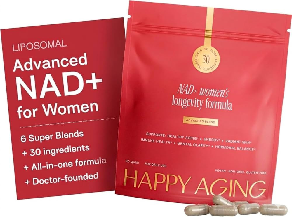 Happy Aging NAD+ Supplement for Women | NAD Booster with NMN, NMNH, NR, Resveratrol, CoQ10 & Urol... | Amazon (US)