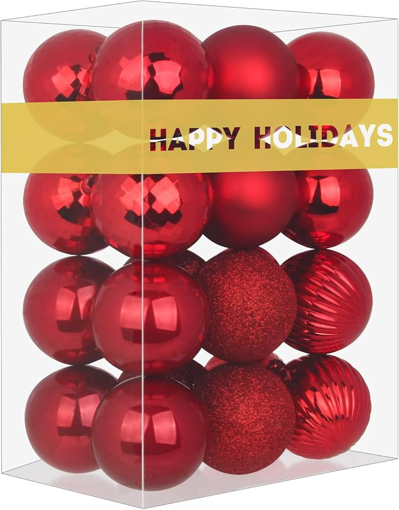 Rose Red 3.2" Large Christmas Balls - Christmas Tree Decoration Ornaments Shatterproof Hanging Ba... | Amazon (US)