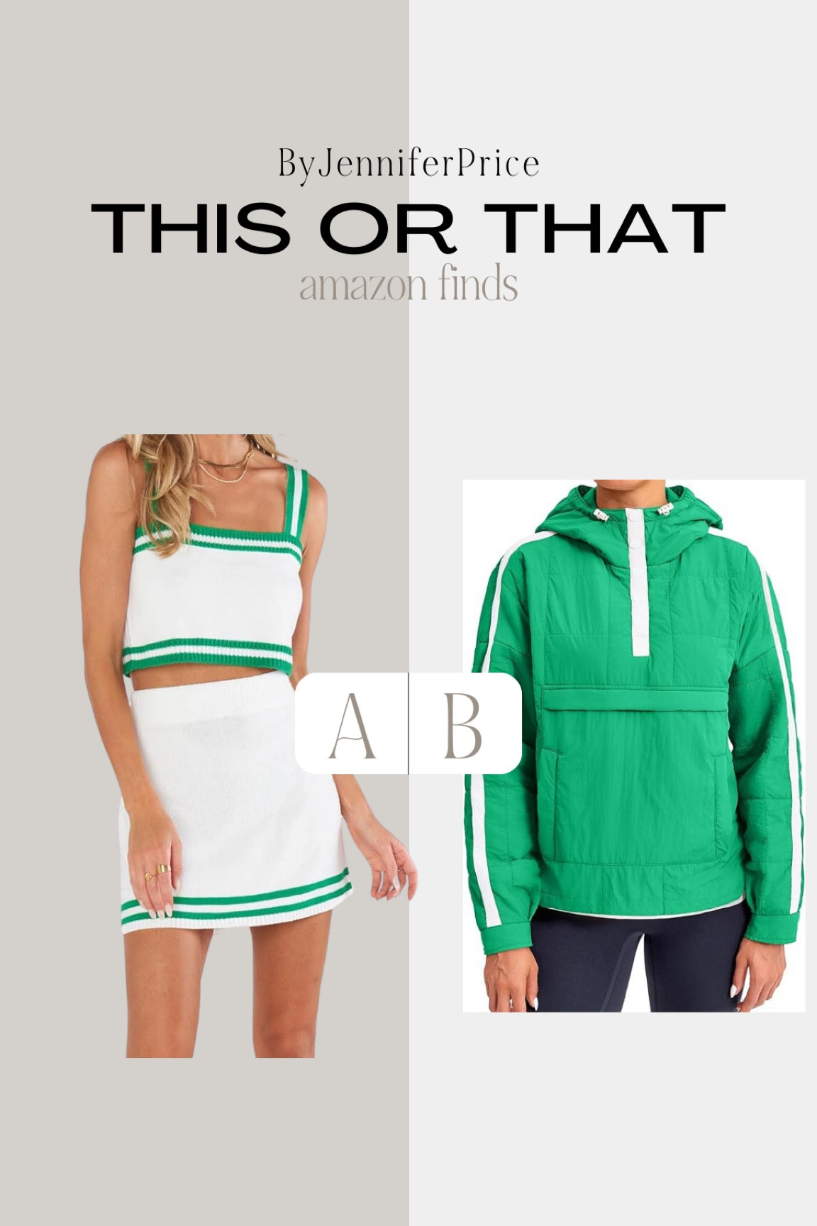 This or that: AMAZON FINDS

Casual outfit, outfit ideas, elegant style, minimal style, fashion inspo, neutral style, Amazon fashion, Amazon finds, ootd, basics, street style, neutral outfits, fall outfit, fall style, fall fashion, styling ideas, what to wear, chic style, outfit inspo, simple outfits, active set, activewear, Athleisure, tennis skirt, mini skirt, pullover 

#LTKFindsUnder50 #LTKStyleTip #LTKFitness