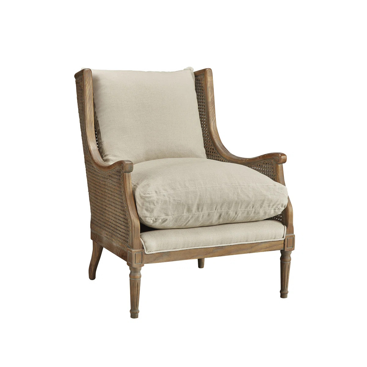 Allium Way Adonica Oak Cane Wingback Linen Accent Chair | Wayfair North America