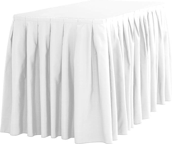 LTC LINENS Table Skirt White for 4 Feet Rectangular or 48 Inch Round Table - 14 ft Pleated Table ... | Amazon (US)