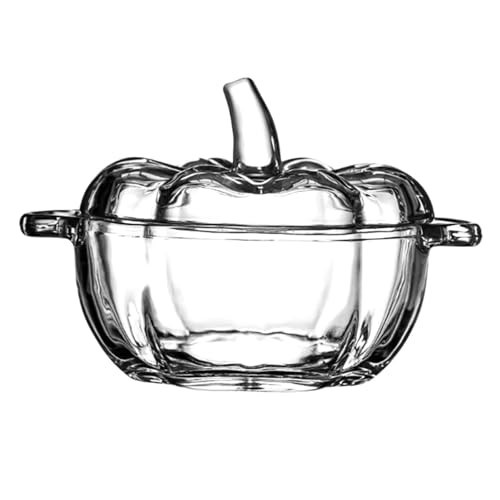 KiBcsLic Glass Candy Dish with Lid Decorative Pumpkin Serving Bowl Cookie Jar for Home Decoration, Clear | Amazon (US)