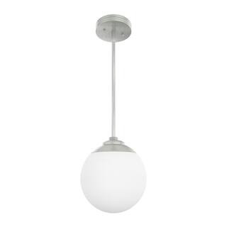 Hunter Hepburn 1-Light Brushed Nickel Mini Pendant with Glass Shade-19169 - The Home Depot | The Home Depot