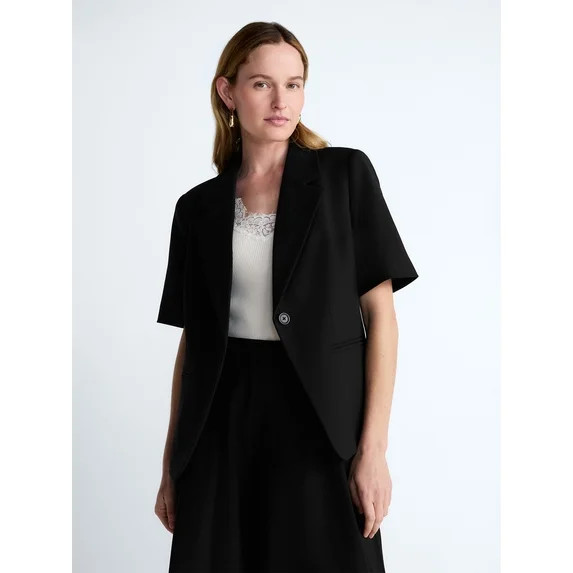 Scoop Women's and Women's Plus Short Sleeve Boxy Blazer, Sizes XS-4X | Walmart (US)