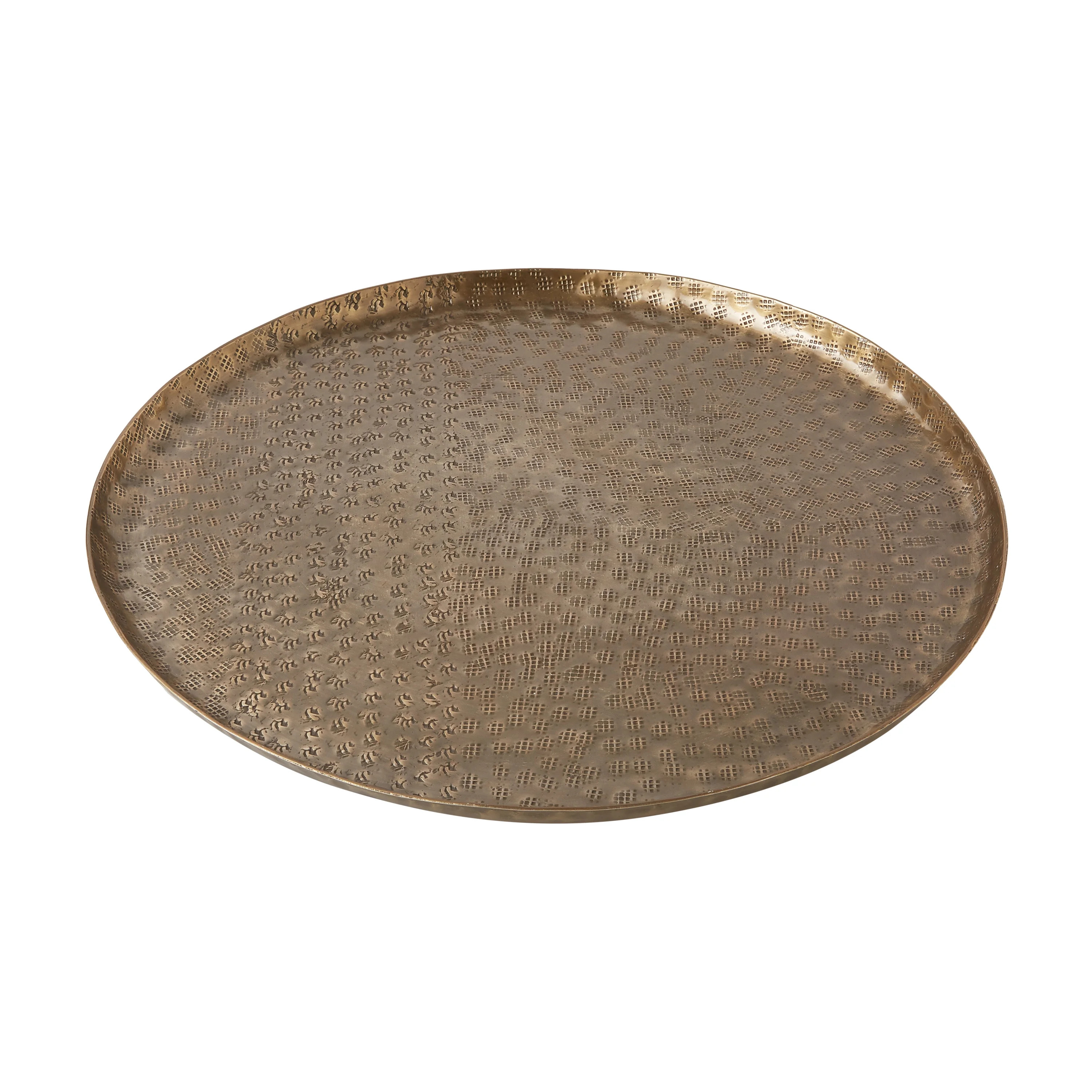 Better Homes & Gardens 16" Round Antique Brass Hammered Metal Tray by Dave & Jenny Marrs | Walmart (US)