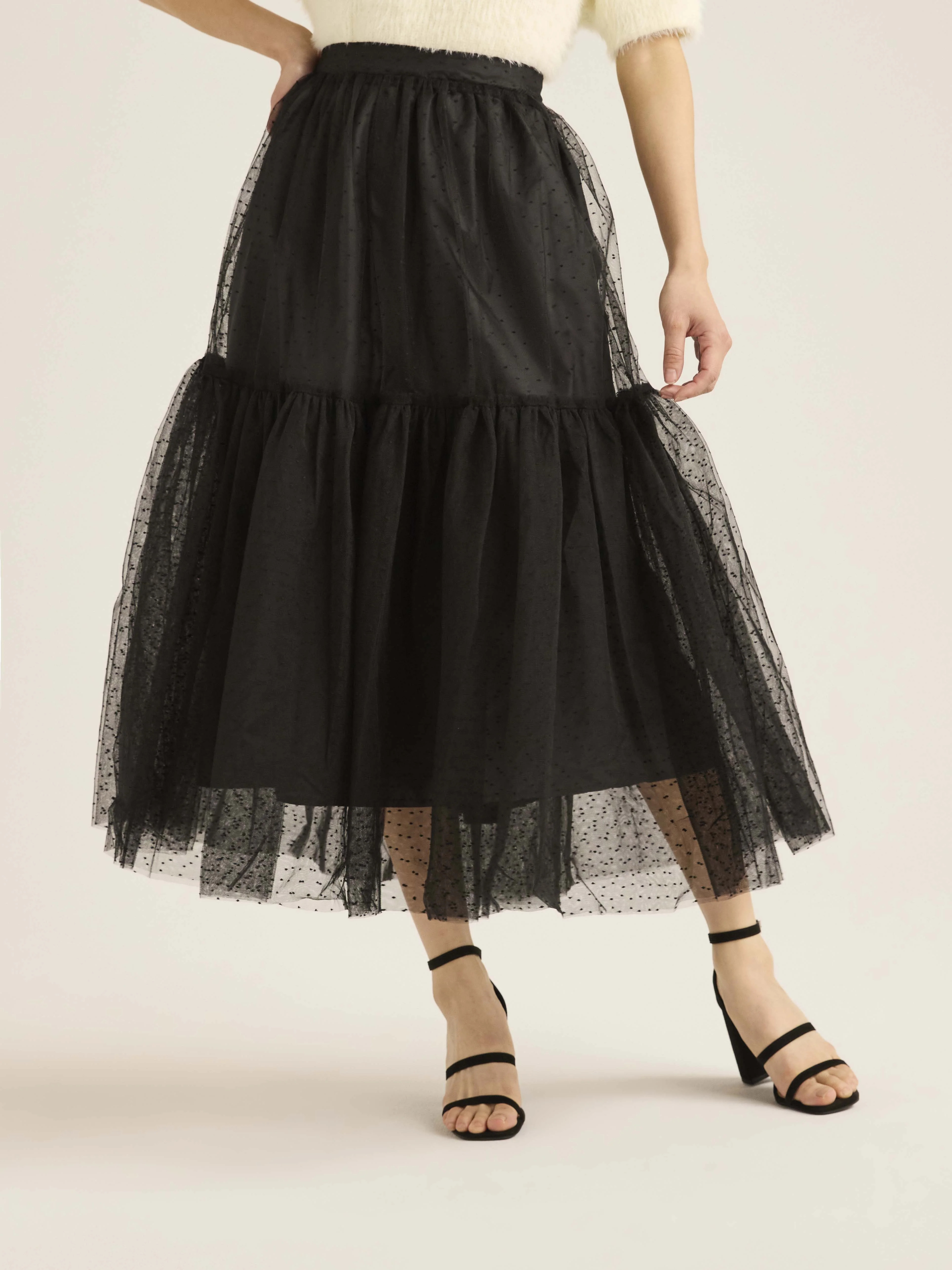Scoop Women’s and Women's Plus Tulle Dot Midi Skirt, Sizes XS-4X | Walmart (US)