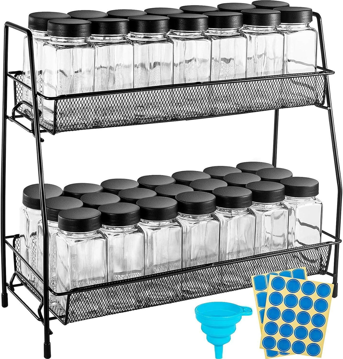 ORDORA Countertop Spice Rack with 35pcs Empty Spice Jars 4oz, Counter Space Saving Spice Rack Org... | Amazon (US)