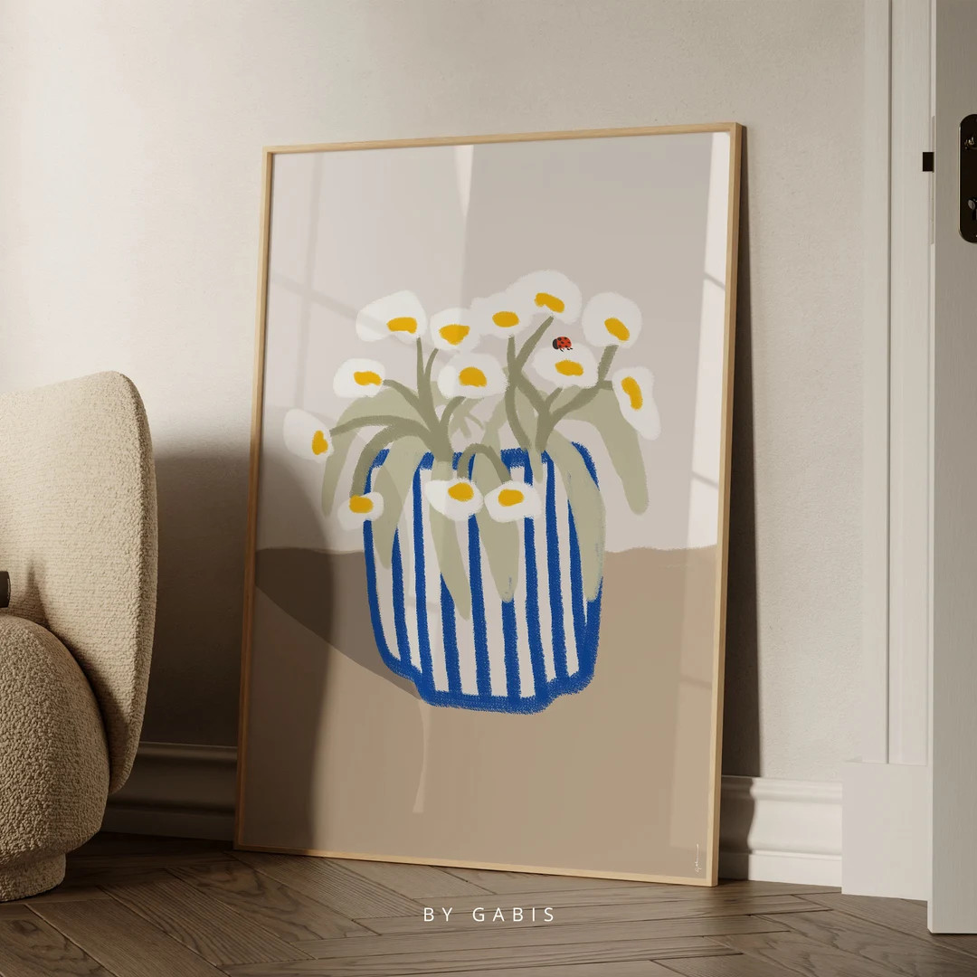 Floral Vase Art Print: Modern Botanical Painting Poster (Instant Download) | Etsy (US)