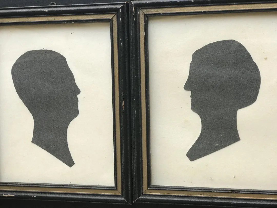 Pair Vintage Primitive hand cut antique Silhouettes | Framed Man & Woman Folk Art | Antique Style... | Etsy (US)