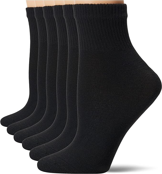 Hanes Ultimate womens Ankle Socks, Comfort Toe Seamed, White & Black Available, 6-pack | Amazon (US)