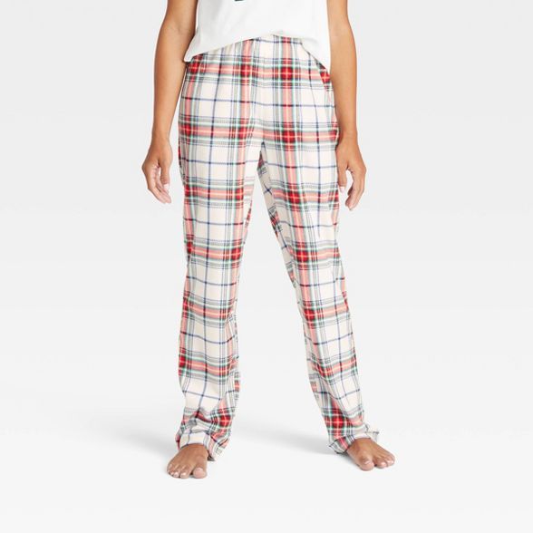 Women's Holiday Plaid Fleece Matching Family Pajama Pants - Wondershop™ White | Target