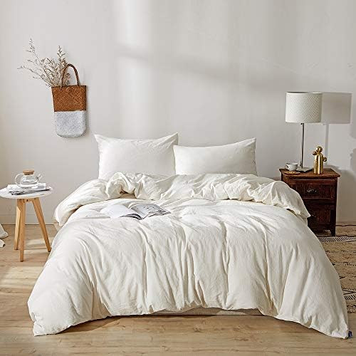 BFS HOME Stonewashed Cotton/Linen California King Duvet Cover, 3-Piece Comforter Cover Set, Breathab | Amazon (US)