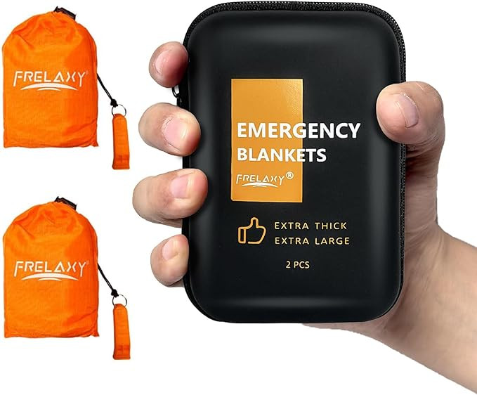 Frelaxy Emergency Blanket 2-Pack/4-Pack, Extra-Thick Extra-Large Space Blankets with Whistles, St... | Amazon (US)