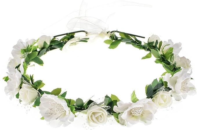 Love Sweety Girls Boho Rose Floral Crown Wreath Wedding Flower Headband Headpiece | Amazon (US)