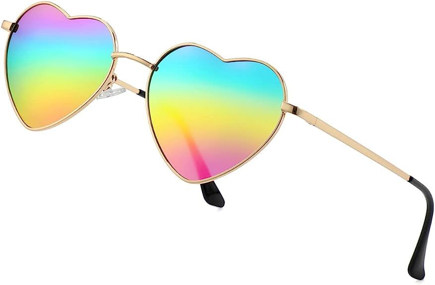 JOVAKIT Polarized Heart Sunglasses for Women Fashion Lovely Style Metal Frame UV400 Protection Le... | Amazon (US)