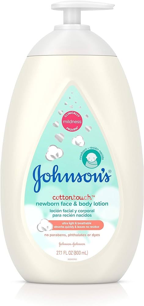 Johnson's Baby CottonTouch Newborn Baby Face and Body Lotion, Hypoallergenic and Paraben-Free Moi... | Amazon (US)