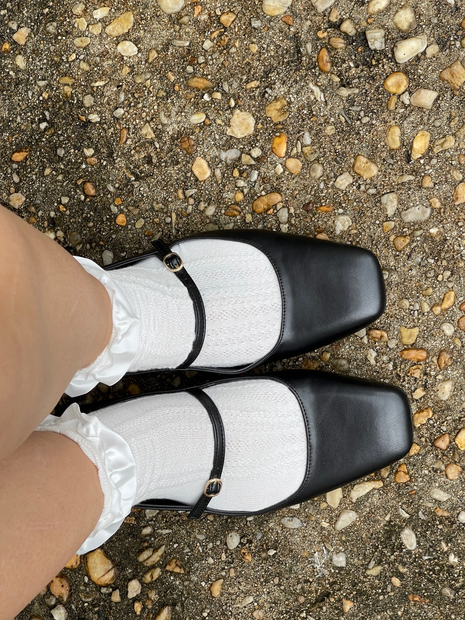 Mary Janes + Ruffle socks type day.

A girl can never have enough cute socks 😂🫶🏼

Cute does, Mary Jane shoes , classic , black and white , white ruffle socks , Amazon finds , Black Friday deals 💕

#maryjanes 

#LTKCyberWeek #LTKHoliday #LTKPlusSize