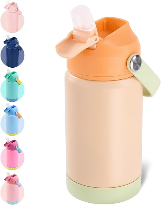 Fijinhom Kids Water Bottle, 360ml/12oz, Stainless Steel Insulated Water Bottle with Straw, Vacuum Leakproof, Kids Water Bottles for School Boys Girls, Keep Drinks Hot Cold,BPA Free,Soft Coral | Amazon (UK)