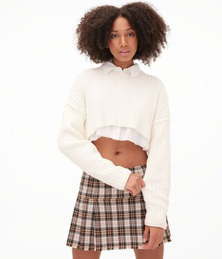 Ribbed Cropped Crew Sweater | Aeropostale