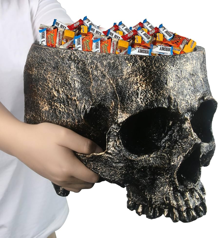 GameXcel Halloween Skull Candy Bowl - 8.5" Extra Large Candy Dish Holder | Amazon (US)