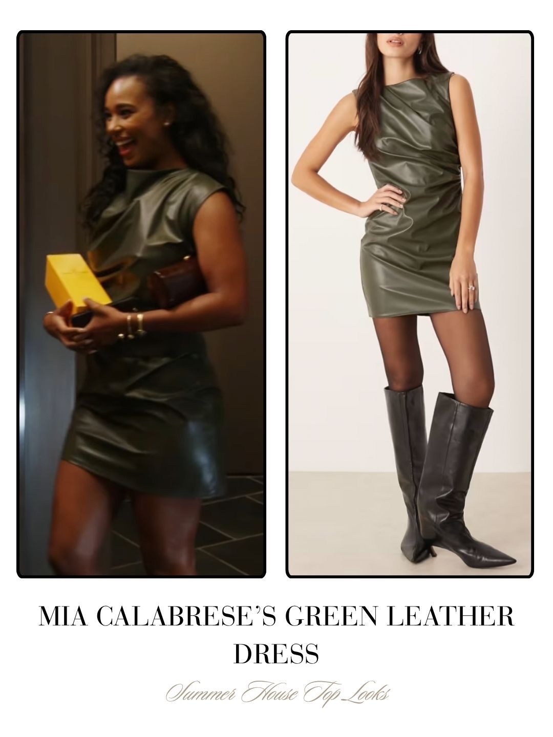 Mia Calabrese’s Green Leather Mini Dress 